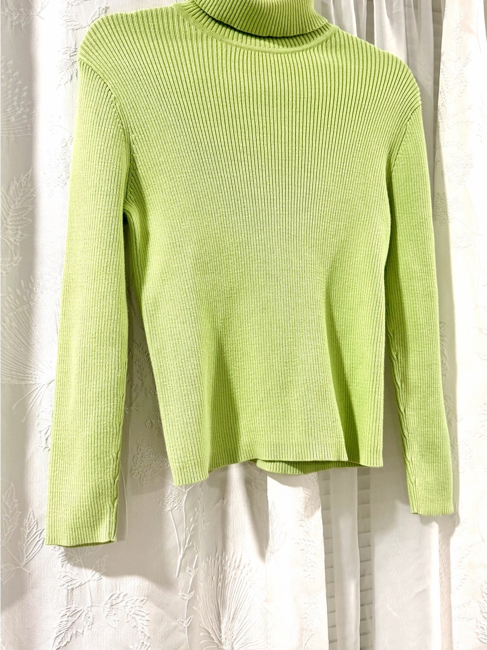 L.L. Bean Light Green Ribbed Turtleneck